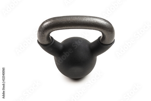 Black weight isolated on white. 4 kg weight.