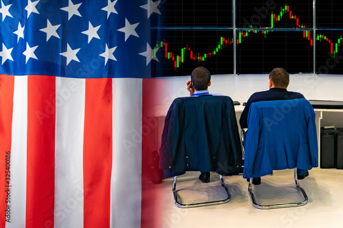 The us flag and two brokers...