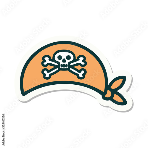tattoo style sticker of a pirate head scarf