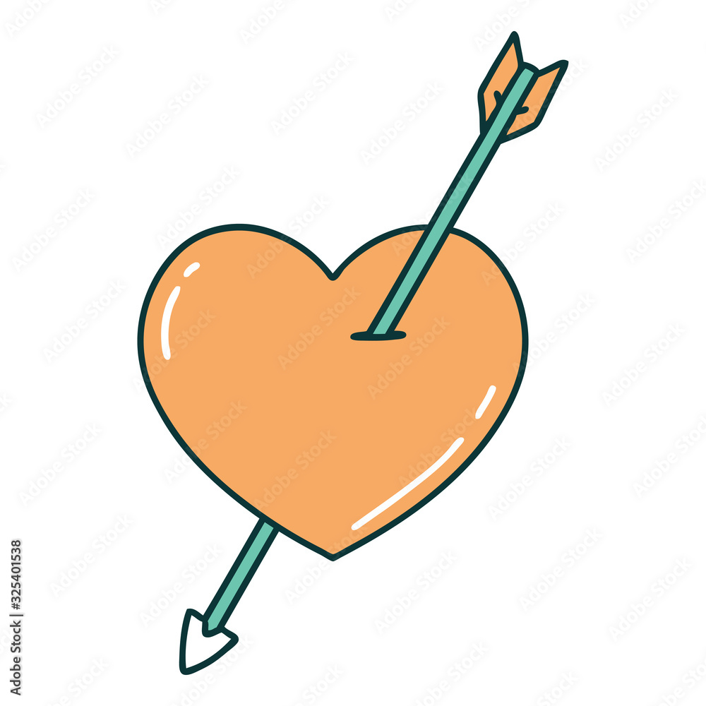 tattoo style icon of an arrow and heart tattoo style icon of an arrow and heart