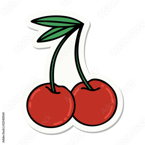 Vászonkép tattoo style sticker of cherries