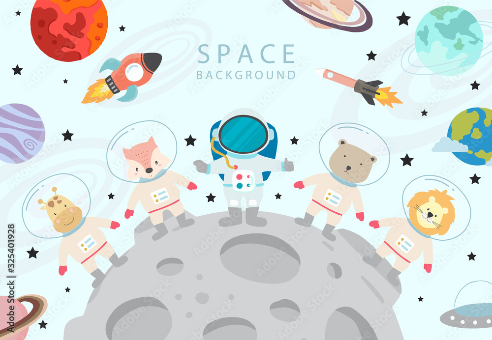 Collection of space background set with astronaut, planet, moon, star,rocket.Editable vector illustration for website, invitation,postcard and sticker Collection of space background set with astronaut, planet, moon, star,rocket.Editable vector illustration for website, invitation,postcard and sticker