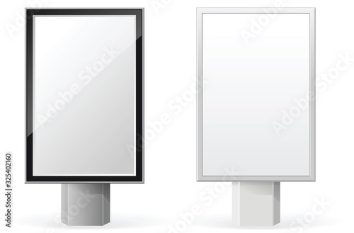 Vertical empty, white vector billboard screen on white background for you advertisement and design