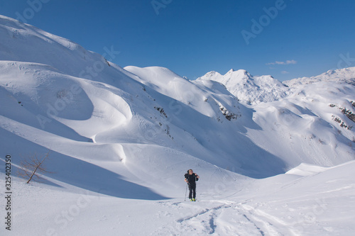 Woman ski touring