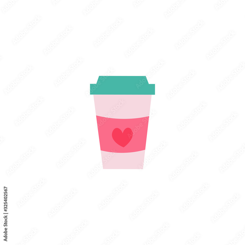 Hand drawn coffee cup flat vector icon isolated on a white background.Valentine's day concept.Doodle cup. Hand drawn coffee cup flat vector icon isolated on a white background.Valentine's day concept.Doodle cup.