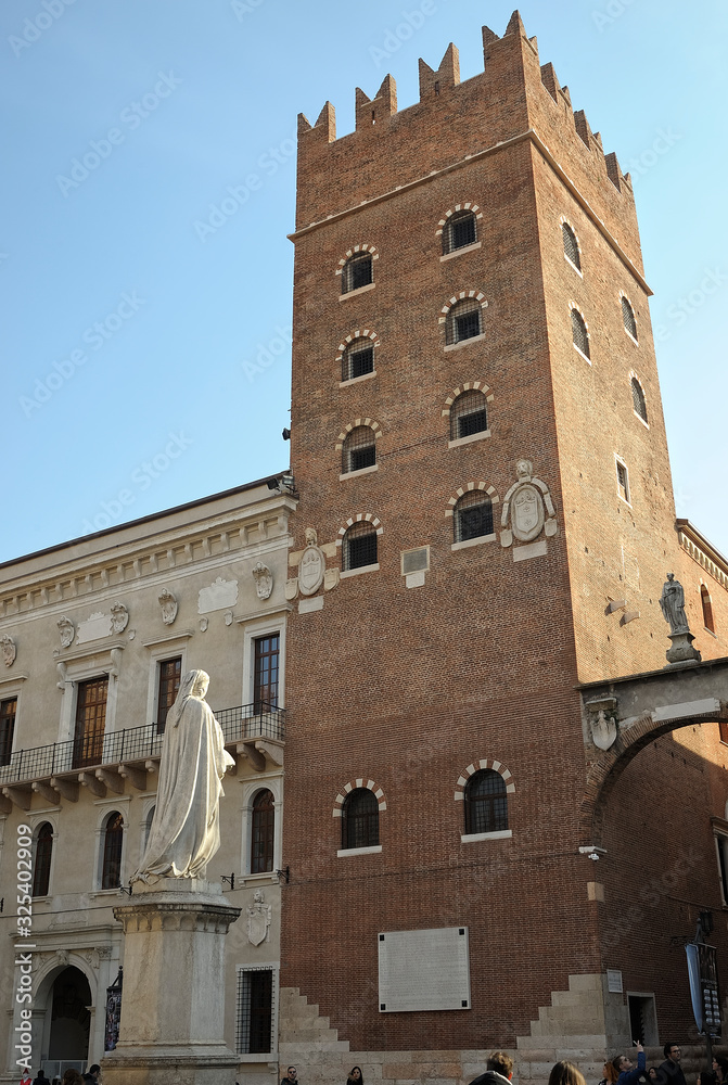 Famous Dante square in Verona Italy Famous Dante square in Verona Italy