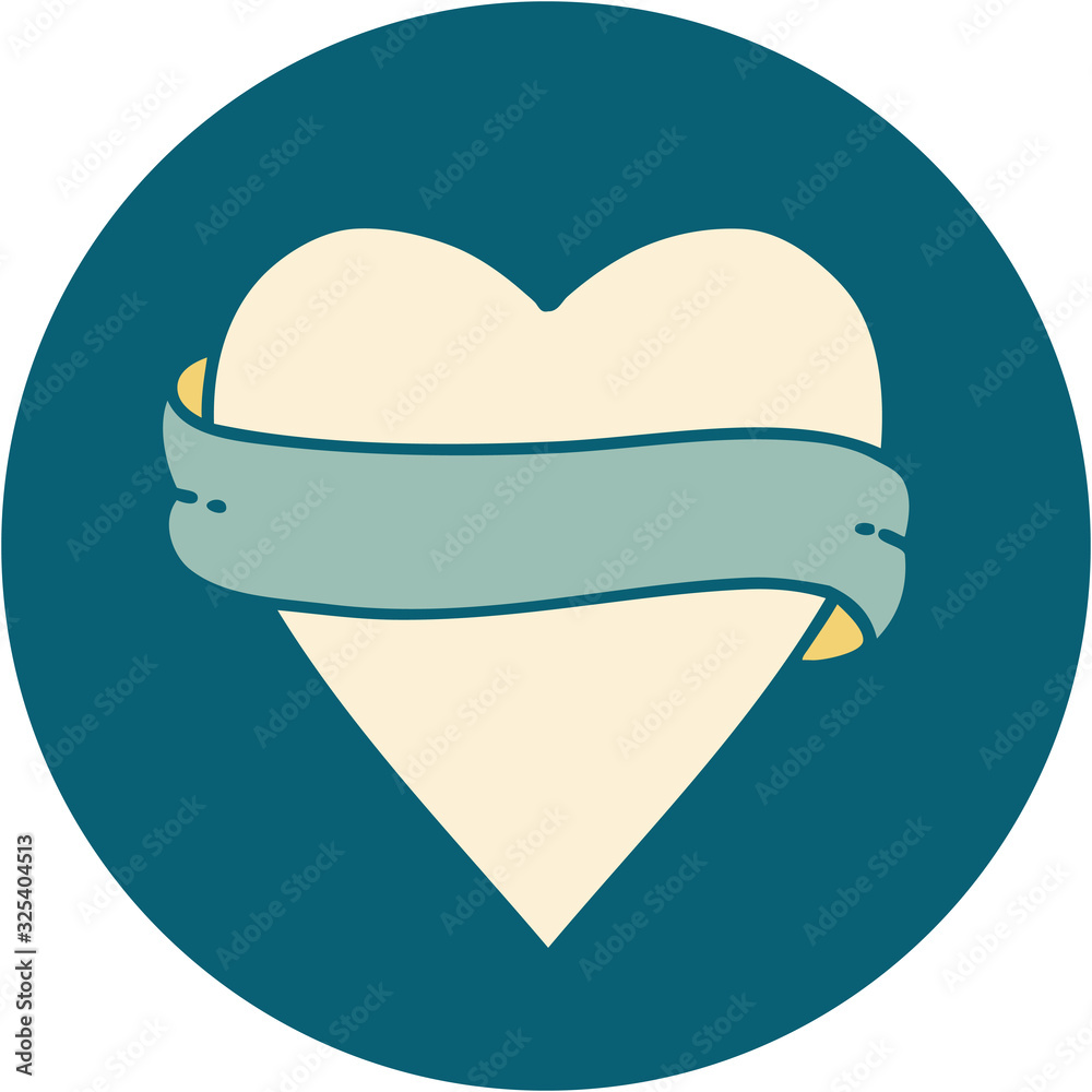 tattoo style icon of a heart and banner tattoo style icon of a heart and banner