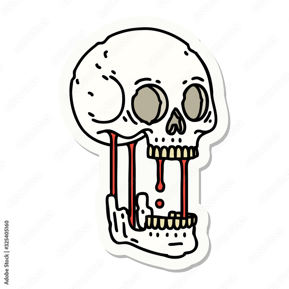 tattoo style sticker of a skull tattoo style sticker of a skull