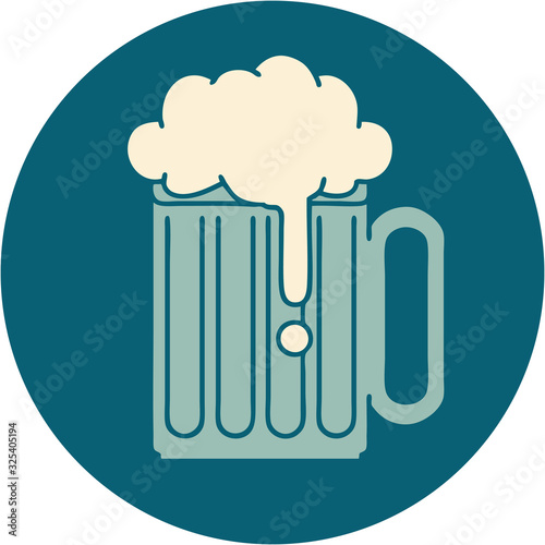tattoo style icon of a beer tankard