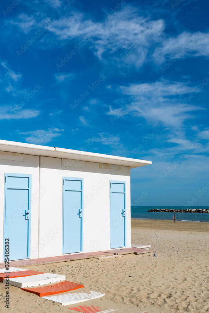 Beach houses at the Adriatic Sea coast. Porto San Giorgio, Italy Beach houses at the Adriatic Sea coast. Porto San Giorgio, Italy