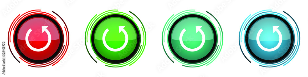 Rotate round glossy vector icons, set of buttons for webdesign, internet and mobile phone applications in four colors options isolated on white background Rotate round glossy vector icons, set of buttons for webdesign, internet and mobile phone applications in four colors options isolated on white background