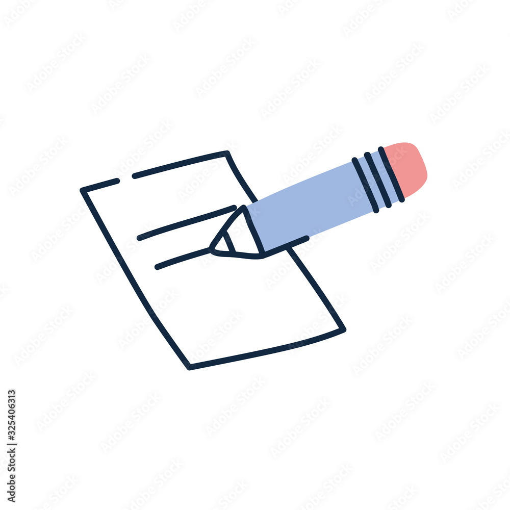 Isolated paper and pencil doodle line fill style icon vector design Isolated paper and pencil doodle line fill style icon vector design