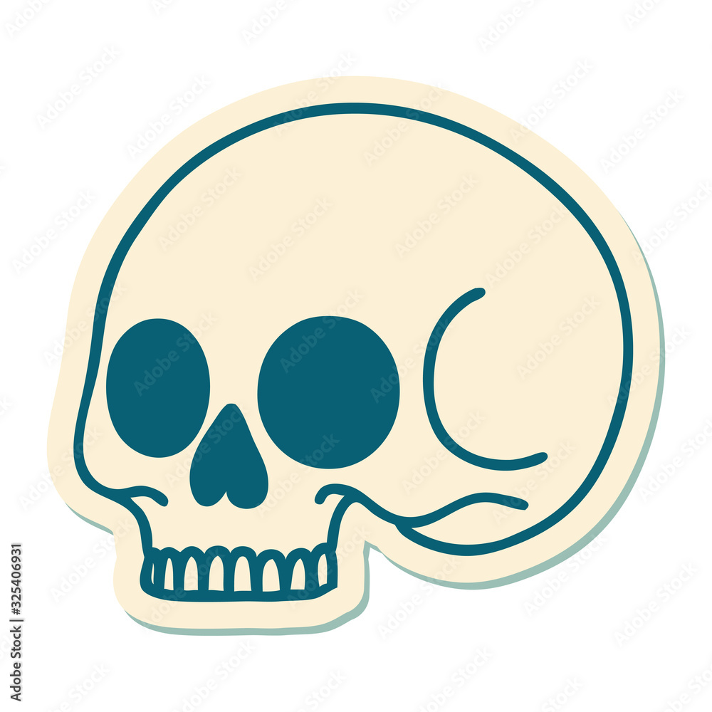 tattoo style sticker of a skull tattoo style sticker of a skull