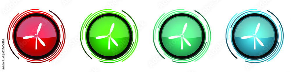 Windmill round glossy vector icons, set of buttons for webdesign, internet and mobile phone applications in four colors options isolated on white background Windmill round glossy vector icons, set of buttons for webdesign, internet and mobile phone applications in four colors options isolated on white background