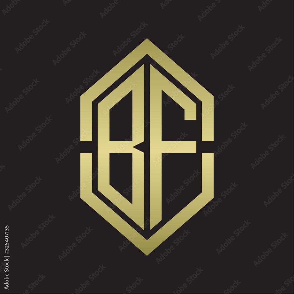 BF Logo monogram with hexagon shape and outline slice style with gold colors BF Logo monogram with hexagon shape and outline slice style with gold colors