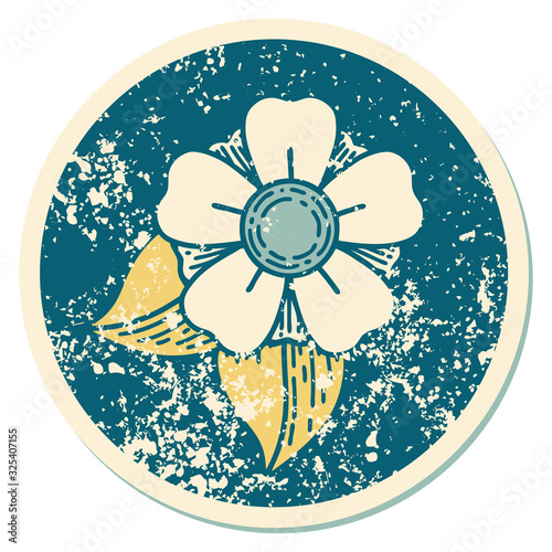 Fototapeta Naklejka Na Ścianę i Meble -  distressed sticker tattoo style icon of a flower