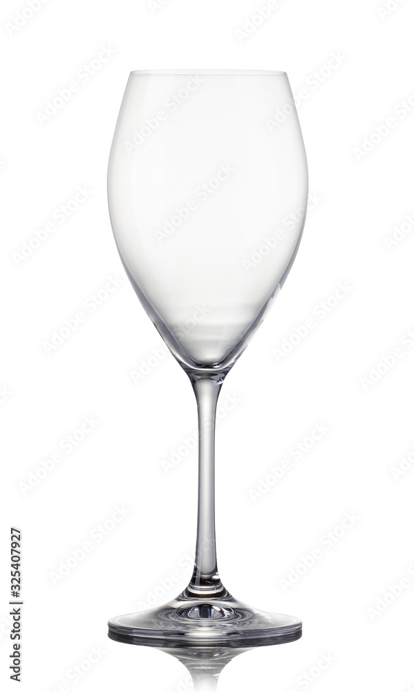 Empty glass of white wine on a white background. Empty glass of white wine on a white background.