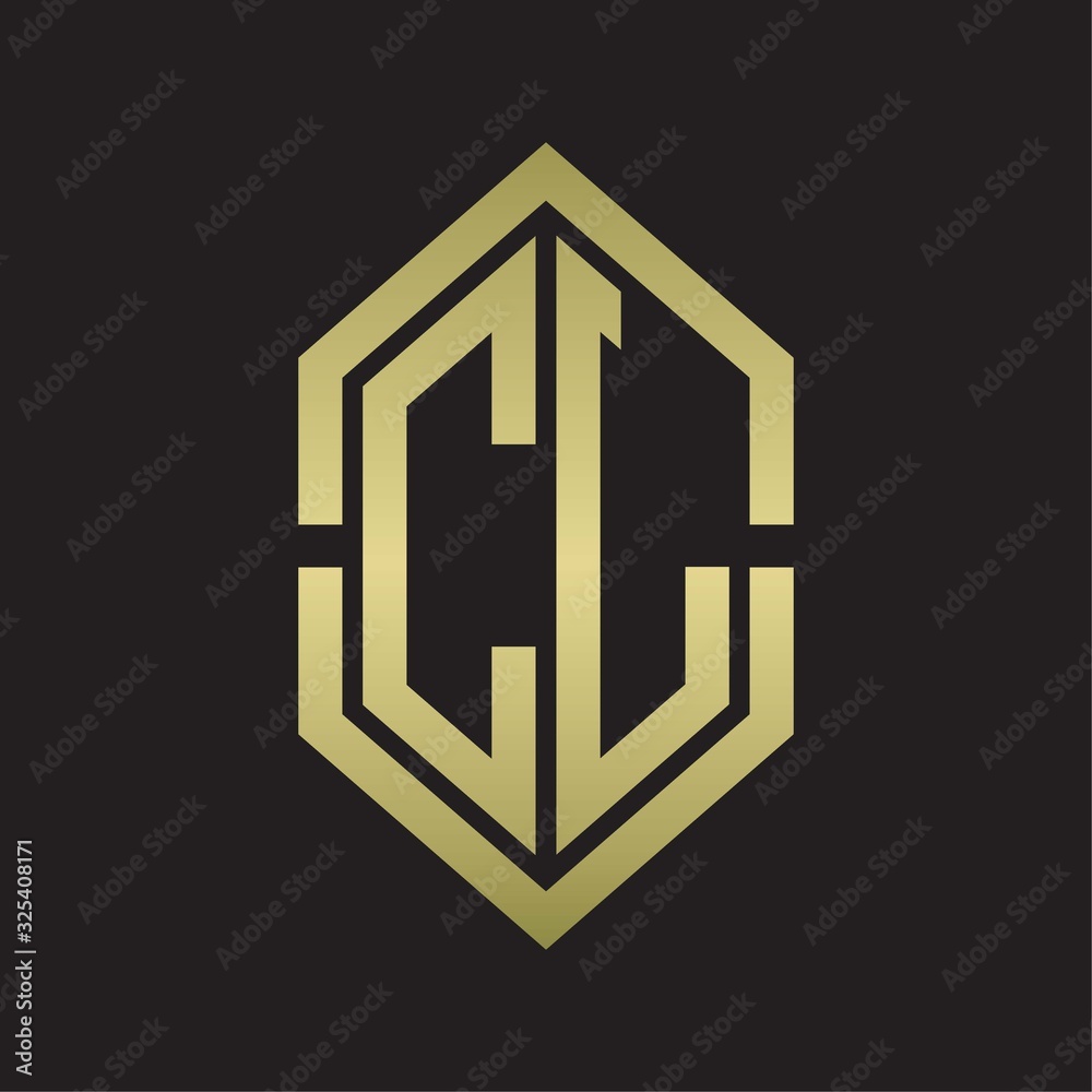 CL Logo monogram with hexagon shape and outline slice style with gold colors CL Logo monogram with hexagon shape and outline slice style with gold colors