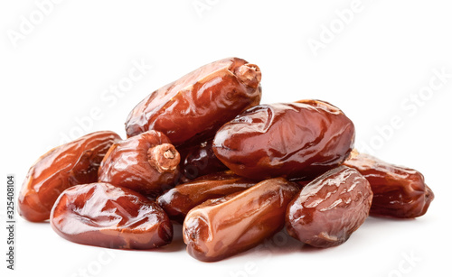 Group of fruit dates in close-up on a white. Isolated