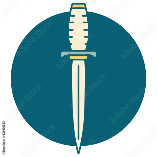 tattoo style icon of a dagger