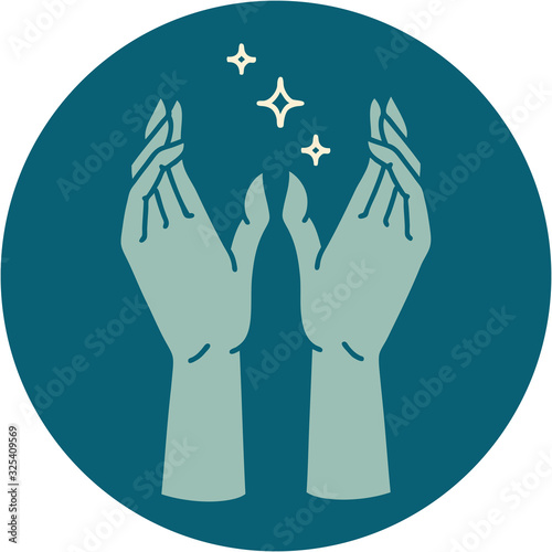 tattoo style icon of mystic hands