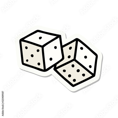 tattoo style sticker of lucky dice
