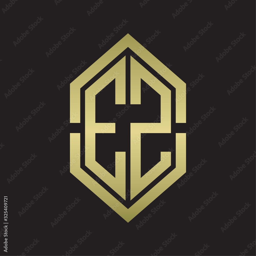 Obraz premium EZ Logo monogram with hexagon shape and outline slice style with gold colors