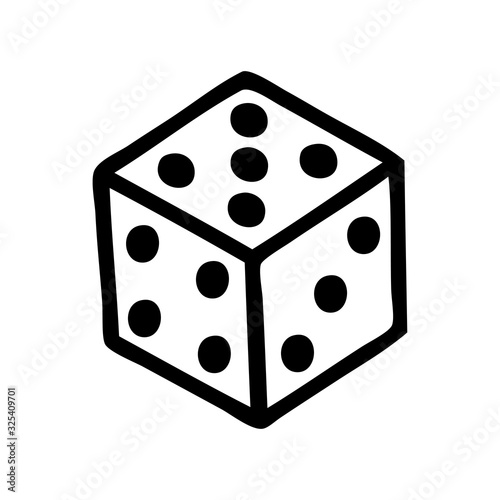 black line tattoo of a dice