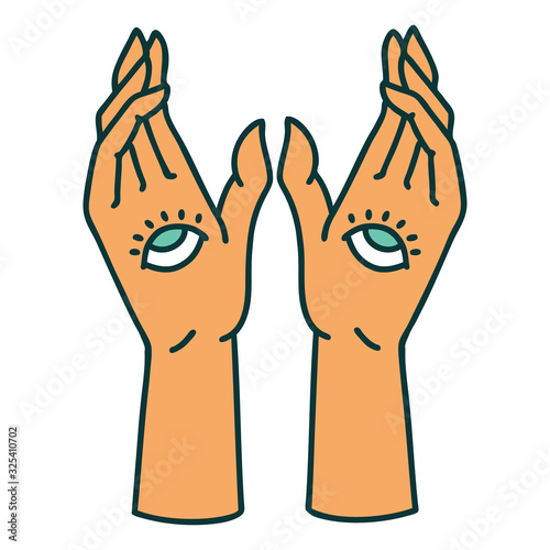 tattoo style icon of mystic hands
