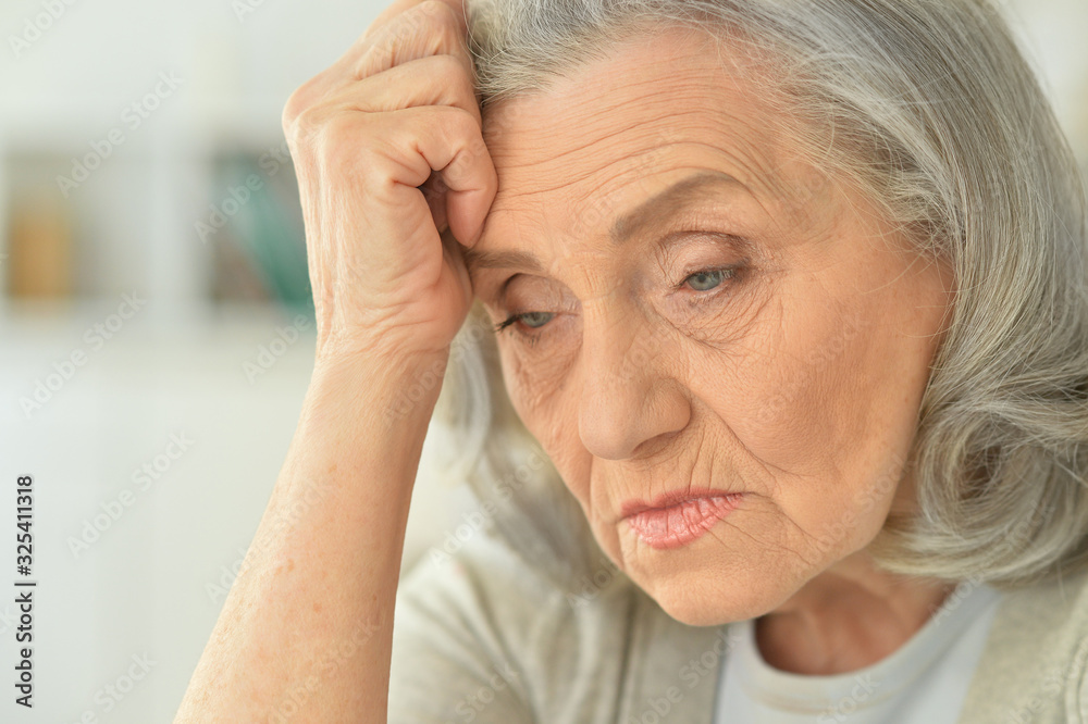 Close up portrait of sad senior woman Close up portrait of sad senior woman