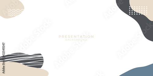 Vintage green brown liquid abstract shape memphis style design fluid vector colorful illustration set. Banner simple shape template for presentation, flyer, brochure isolated on white background.
