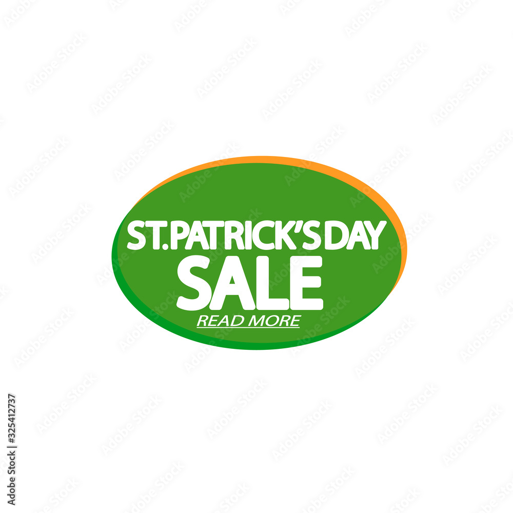 St. Patrick's Day Sale, bubble banner design template, discount tag, app icon, vector illustration