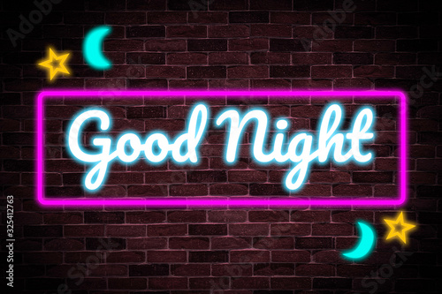 Good night neon banner  night bright advertising  light banner.  for discount.