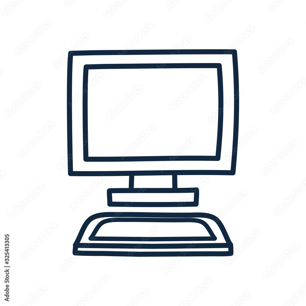 Isolated computer doodle line style icon vector design Isolated computer doodle line style icon vector design