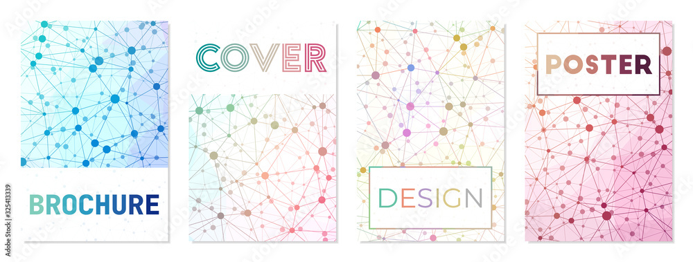 A4 brochure cover sheets. Can be used as cover, banner, flyer, poster, business card, brochure. Astonishing geometric background collection. Attractive vector illustration.