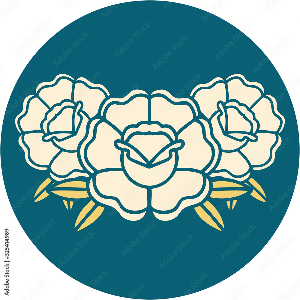 tattoo style icon of a bouquet of flowers tattoo style icon of a bouquet of flowers