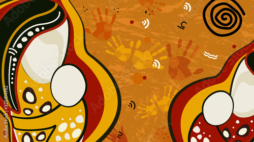Aboriginal dot art vector painting - Mother and child concept