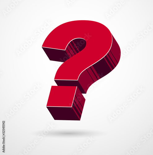 3D question mark query symbol vector icon, design element.