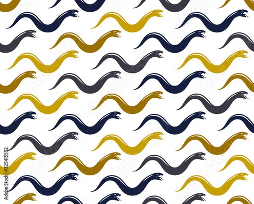 Snakes seamless background, vector dangerous venom serpents pattern, vintage style drawing tiling endless wallpaper.