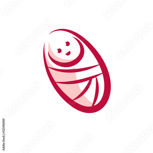 Newborn baby drawn vector illustration isolated on white. Innocent child, happy concern concept.