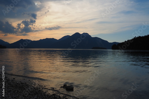 Walchsensee Sonnenuntergang Herzogstand Jachenau Bayern photo