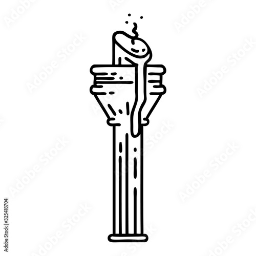 black line tattoo of a candelabra