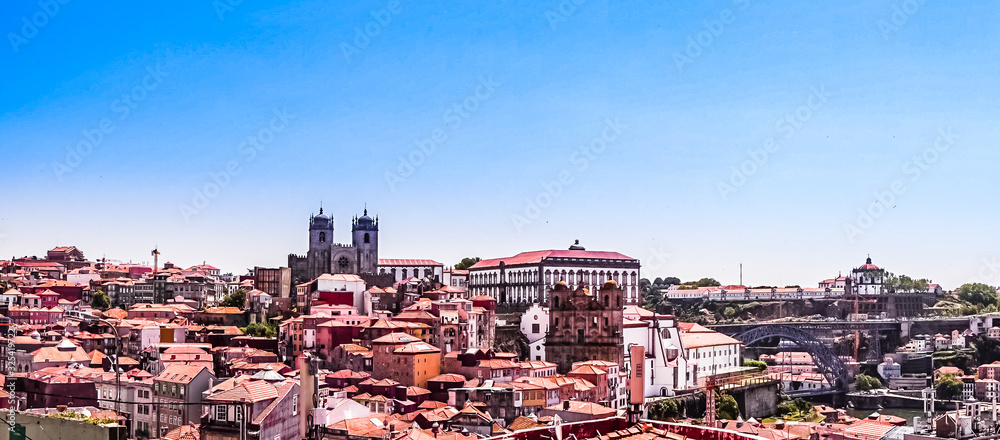View on Cityscape of the Old Town of Porto in Portugal