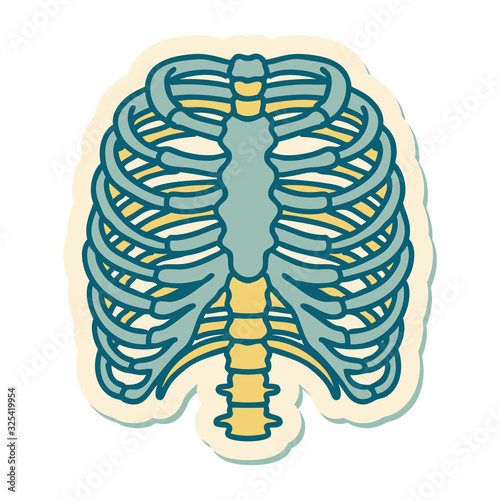 tattoo style sticker of a rib cage