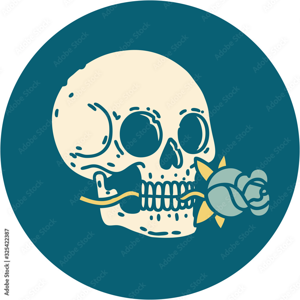 tattoo style icon of a skull and rose tattoo style icon of a skull and rose