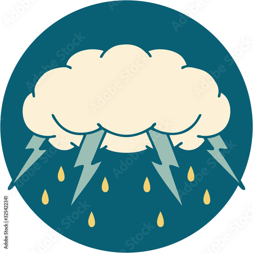 tattoo style icon of a storm cloud