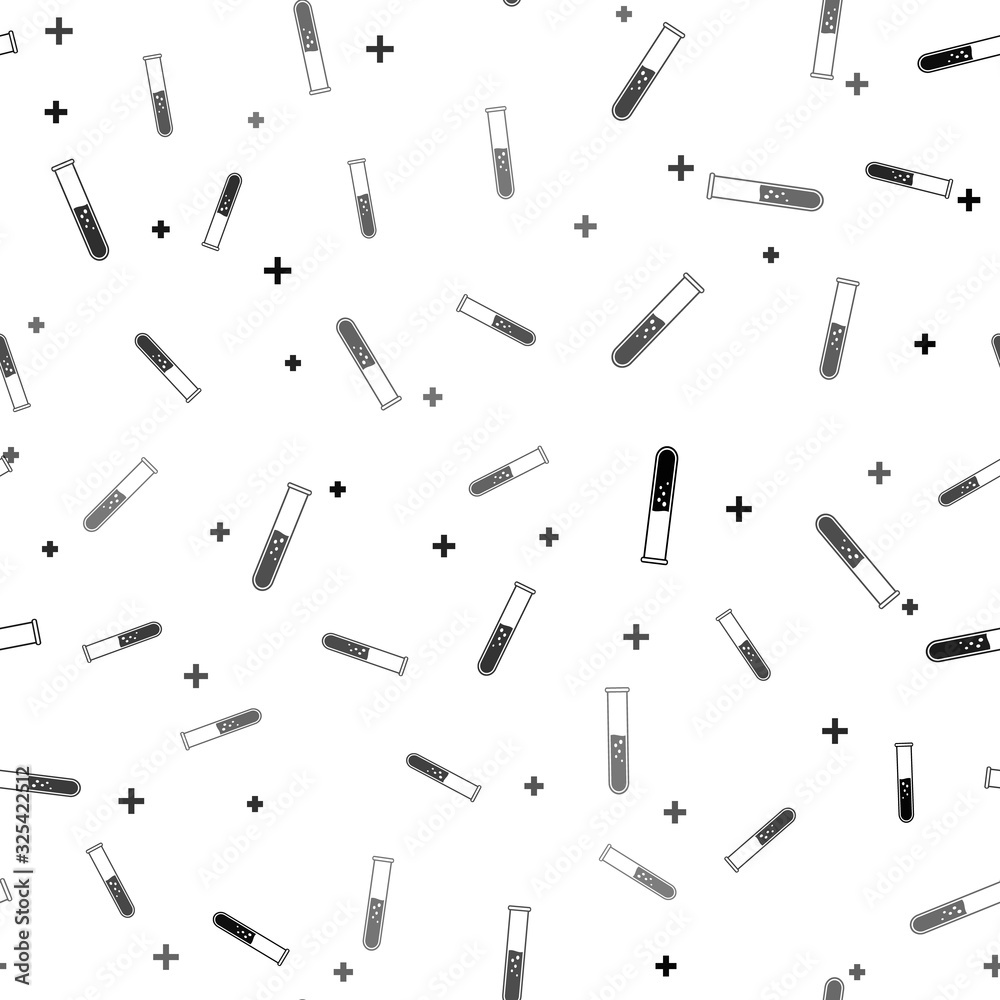 Black Test tube and flask - chemical laboratory test icon isolated seamless pattern on white background. Vector Illustration Black Test tube and flask - chemical laboratory test icon isolated seamless pattern on white background. Vector Illustration