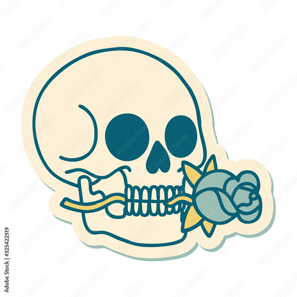 tattoo style sticker of a skull tattoo style sticker of a skull