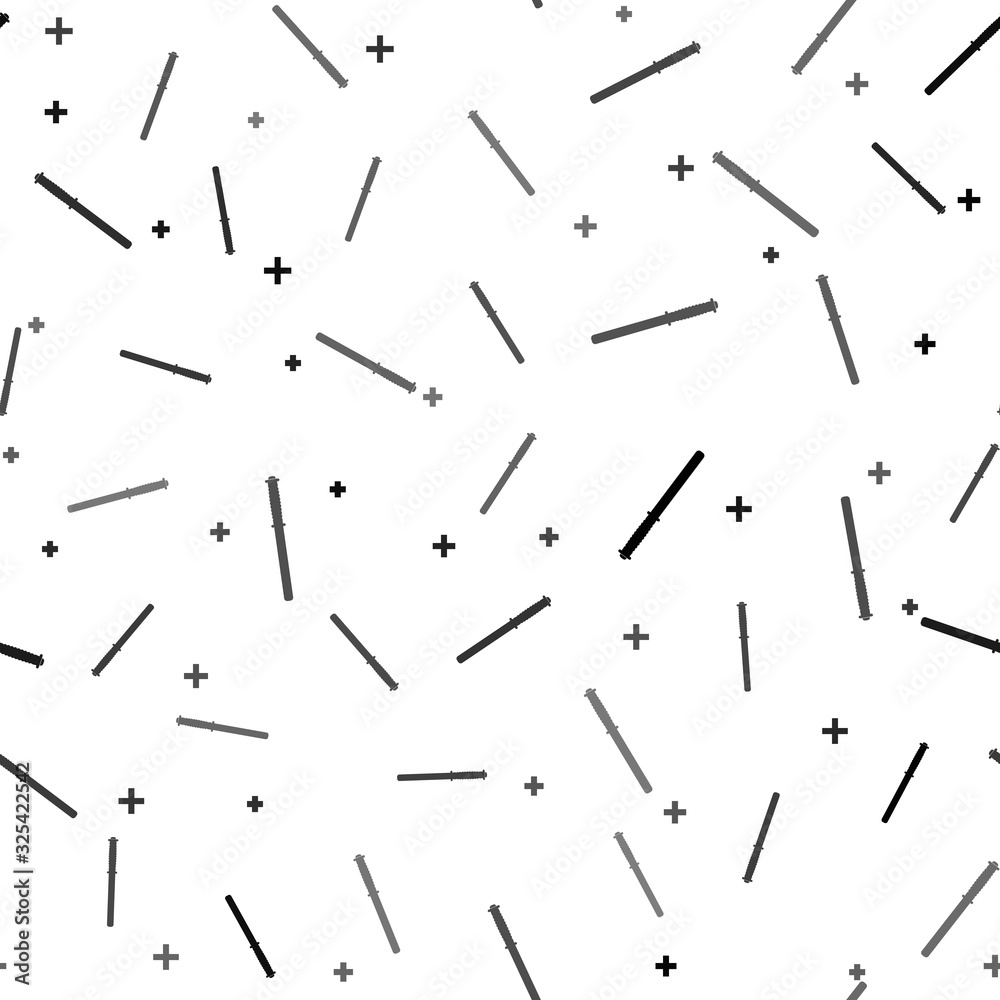 Black Police rubber baton icon isolated seamless pattern on white background. Rubber truncheon. Police Bat. Police equipment. Vector Illustration Black Police rubber baton icon isolated seamless pattern on white background. Rubber truncheon. Police Bat. Police equipment. Vector Illustration