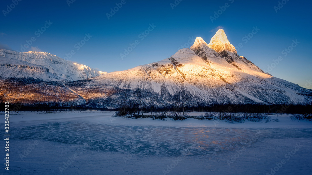 Otertinden mountain with Signaldalelva river in Northern Norway